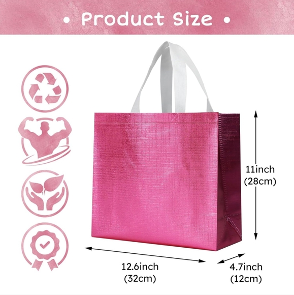 $5 Reusable Tote Gift Bags Large Handles & Insert 12.6 x 11 x 4.7" Pink Or Aqua - Picture 3 of 11